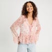 Blouse nouée manches longues rose pastel femme