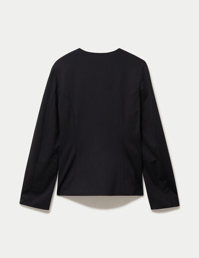 Blazer cintr&eacute; manches longues stretch noir femme