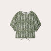Blouse noeud manches courtes vert kaki femme