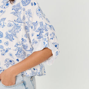 Chemise manches 3/4 blanc femme
