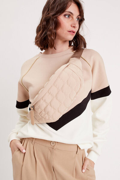 Sac banane matelassé sable femme