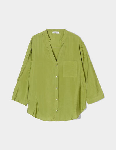 Chemise manches 3/4 vert kaki femme