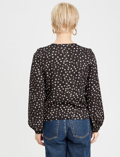 Blouse manches longues noir femme