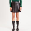 Jupe-short trapèze simili cuir noir femme