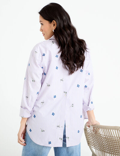 Chemise oversize brod&eacute;e Bridgerton violet clair femme