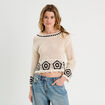 Pull effet crochet beige femme