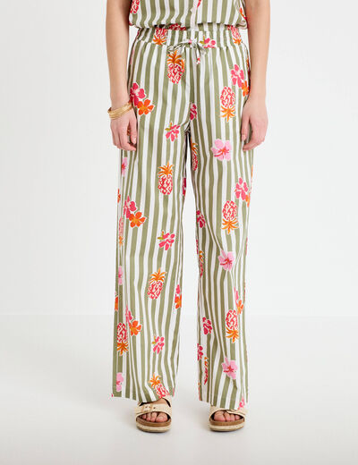 Pantalon large taille standard blanc femme