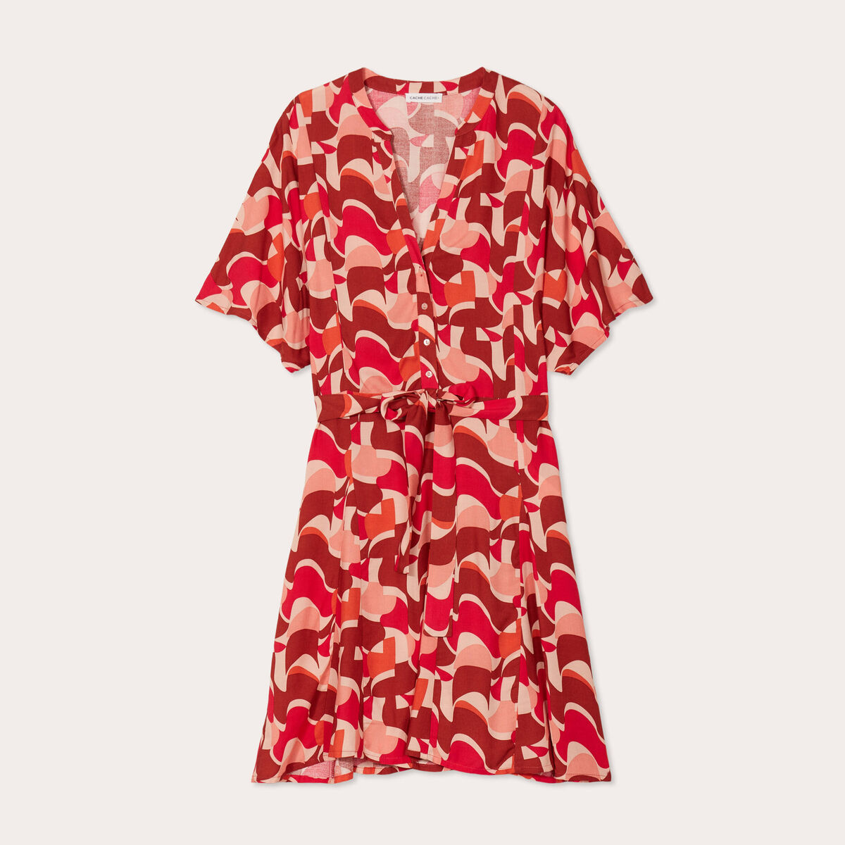 Robe chemise évasée fluide rose femme