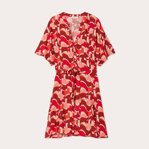 Robe chemise évasée fluide rose femme