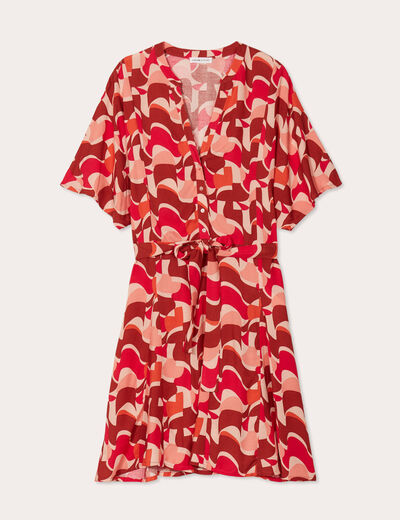 Robe chemise évasée fluide rose femme