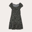 Robe évasée manches courtes noir femme
