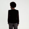Blouse col v manches longues noir femme