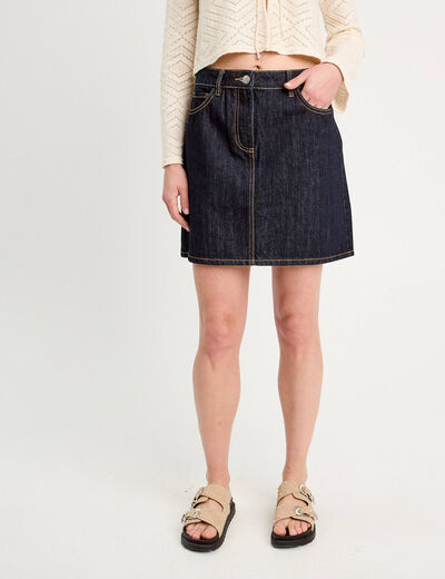 Jupe trapèze en jean denim brut femme