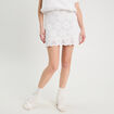 Jupe évasée effet macramé blanc femme