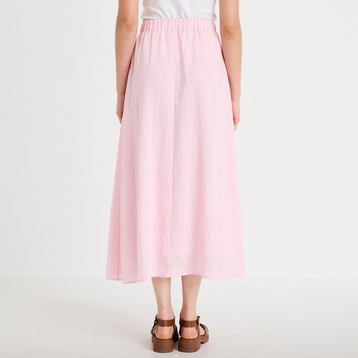 Jupon &eacute;vas&eacute; longueur 3/4 rose femme