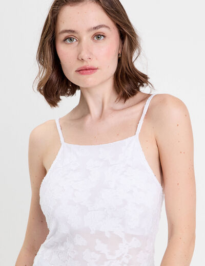 Débardeur ajusté cropped col montant blanc femme