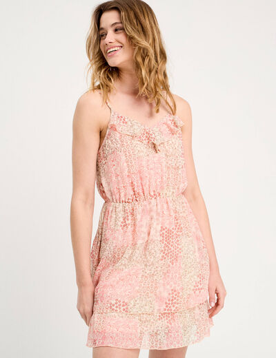 Robe évasée volants blanc femme