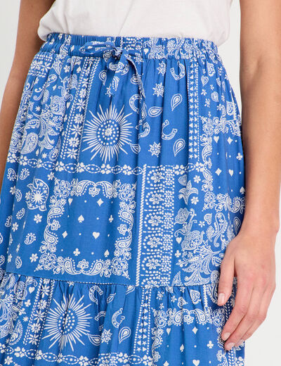 Jupe longue fluide bleu femme