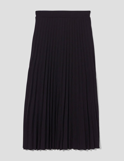Jupe longue évasée plissée noir femme