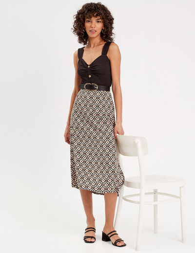 Jupe midi évasée blanc femme