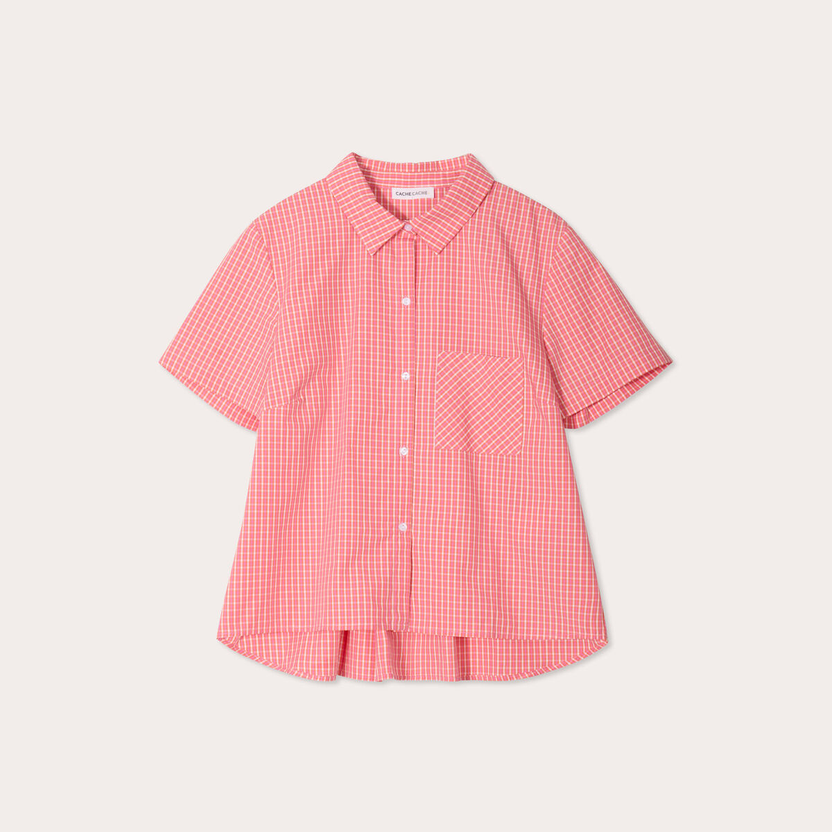 Chemise manches courtes rose corail femme