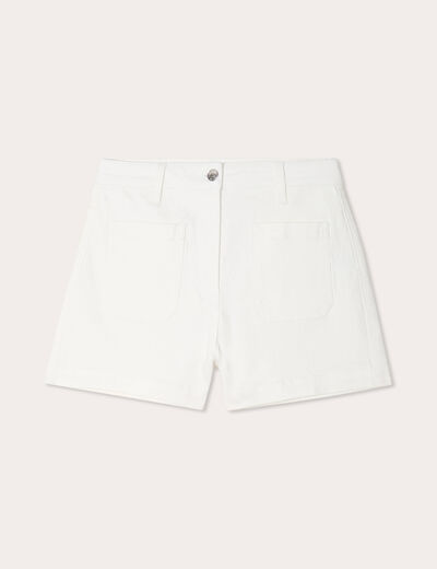 Short en jean droit blanc femme