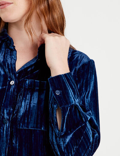Chemise en velours bleu foncé femme