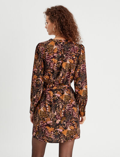 Robe droite ceinturée noir femme