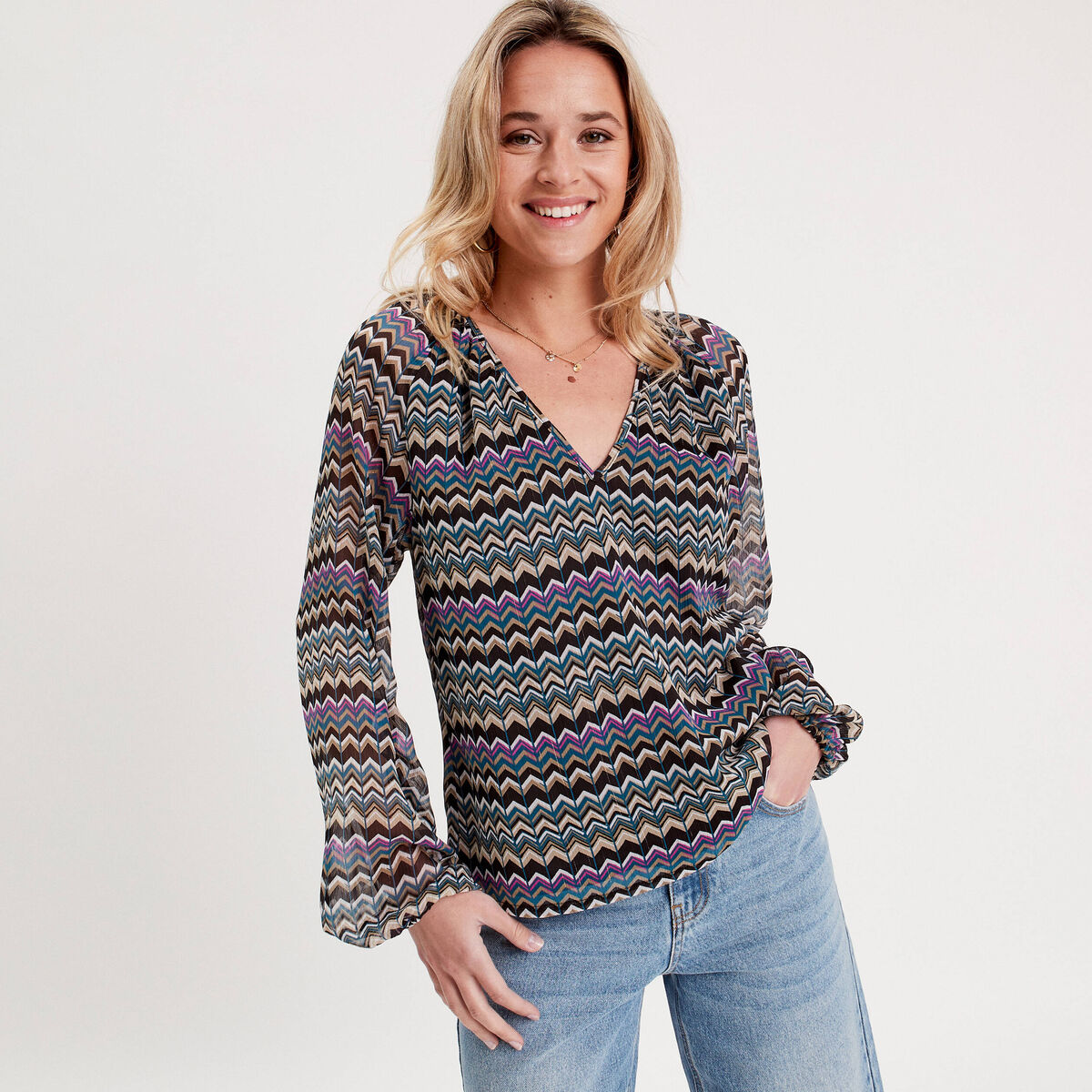Blouse manches longues noir femme