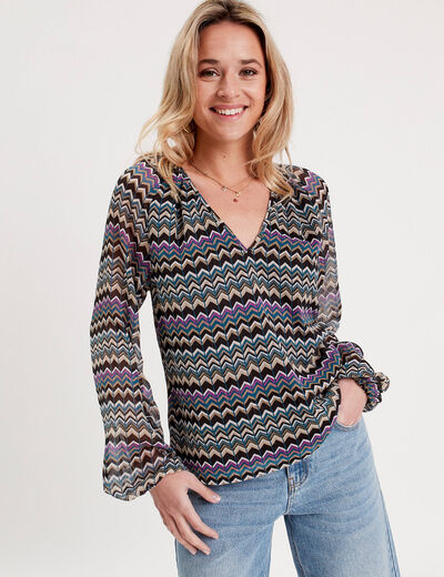 Blouse manches longues noir femme