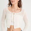 Gilet noué court ecru femme