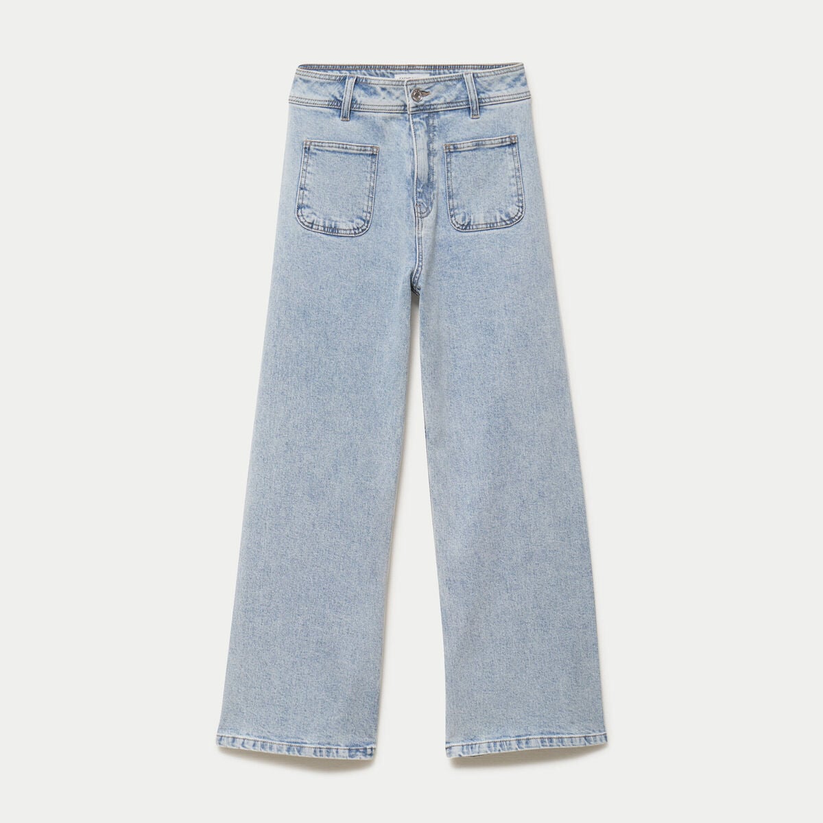 Jean wide leg cropped taille haute denim triple stone femme