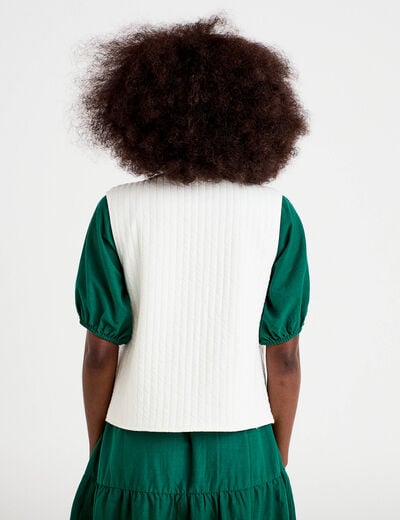 Gilet matelass&eacute; oversize sans manches ecru femme