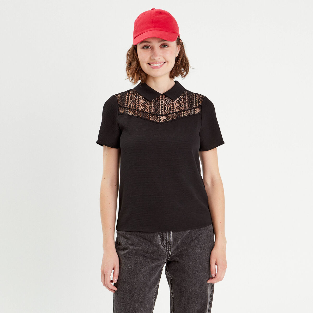 T-shirt manches courtes noir femme