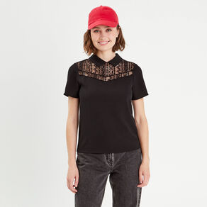 T-shirt manches courtes noir femme
