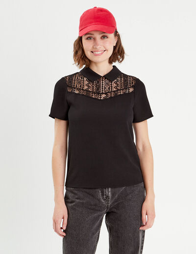T-shirt manches courtes noir femme