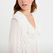 Blouse col claudine bas resserr&eacute; ecru femme