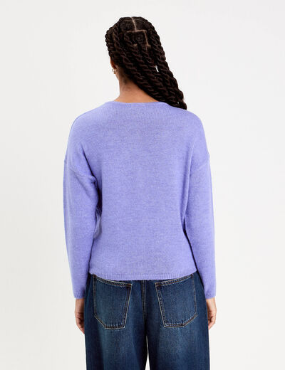 Gilet boutonné avec col en V bleu violet femme