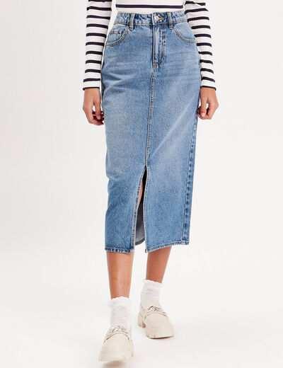 Jupe crayon taille standard denim double stone femme