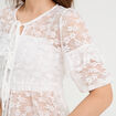 Blouse dentelle nouée blanc femme