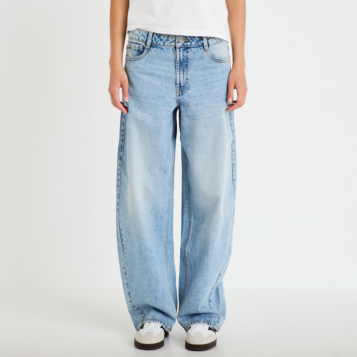Jean barrel taille haute denim triple stone femme