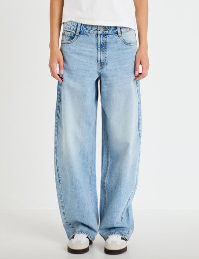 Jean barrel taille haute denim triple stone femme