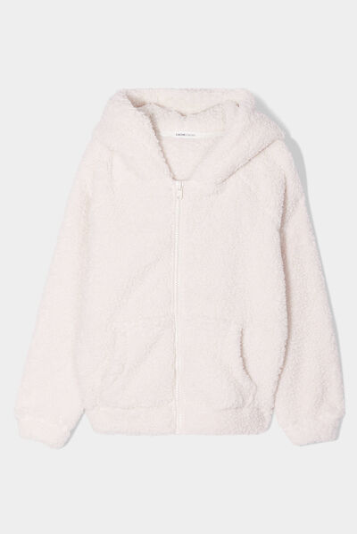 Sweat à capuche ecru femme