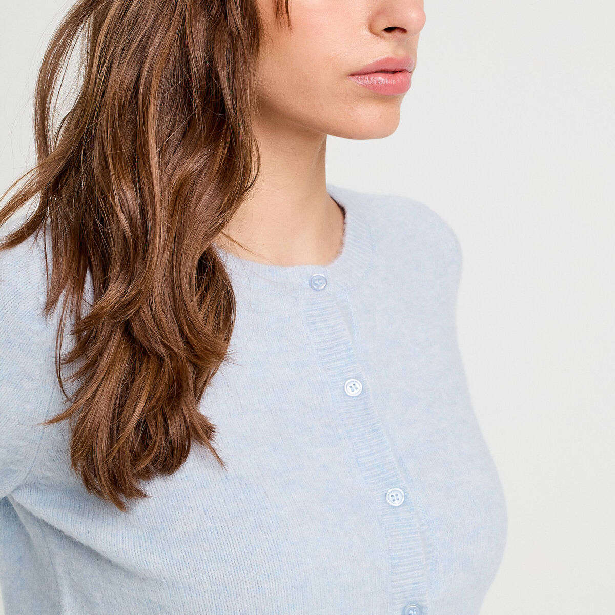 Gilet boutonné manches longues denim snow gris femme