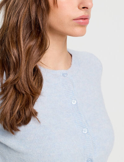 Gilet boutonné manches longues denim snow gris femme