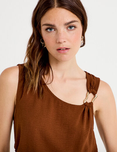 Combinaison large sans manches col rond marron femme