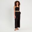 Combinaison pantalon bretelles avec lin noir femme