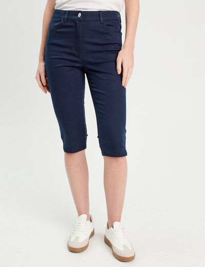 Pantalon capri bleu marine femme