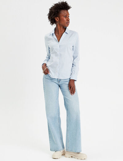 Chemise manches longues bleu ciel femme