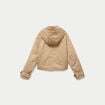 Trench droit court &agrave; capuche amovible beige femme
